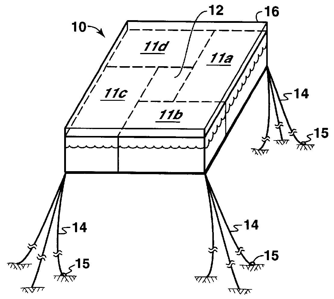 Floating barge-platform and method of assembly