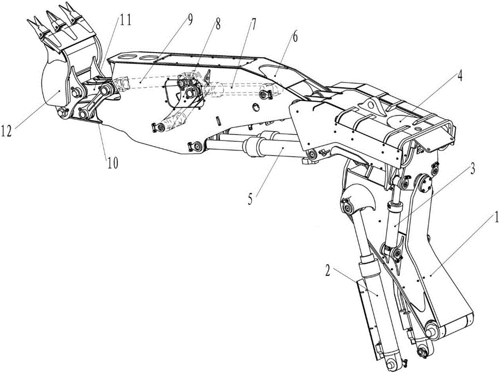 Deflection type working device structure of excavator and for tunnel