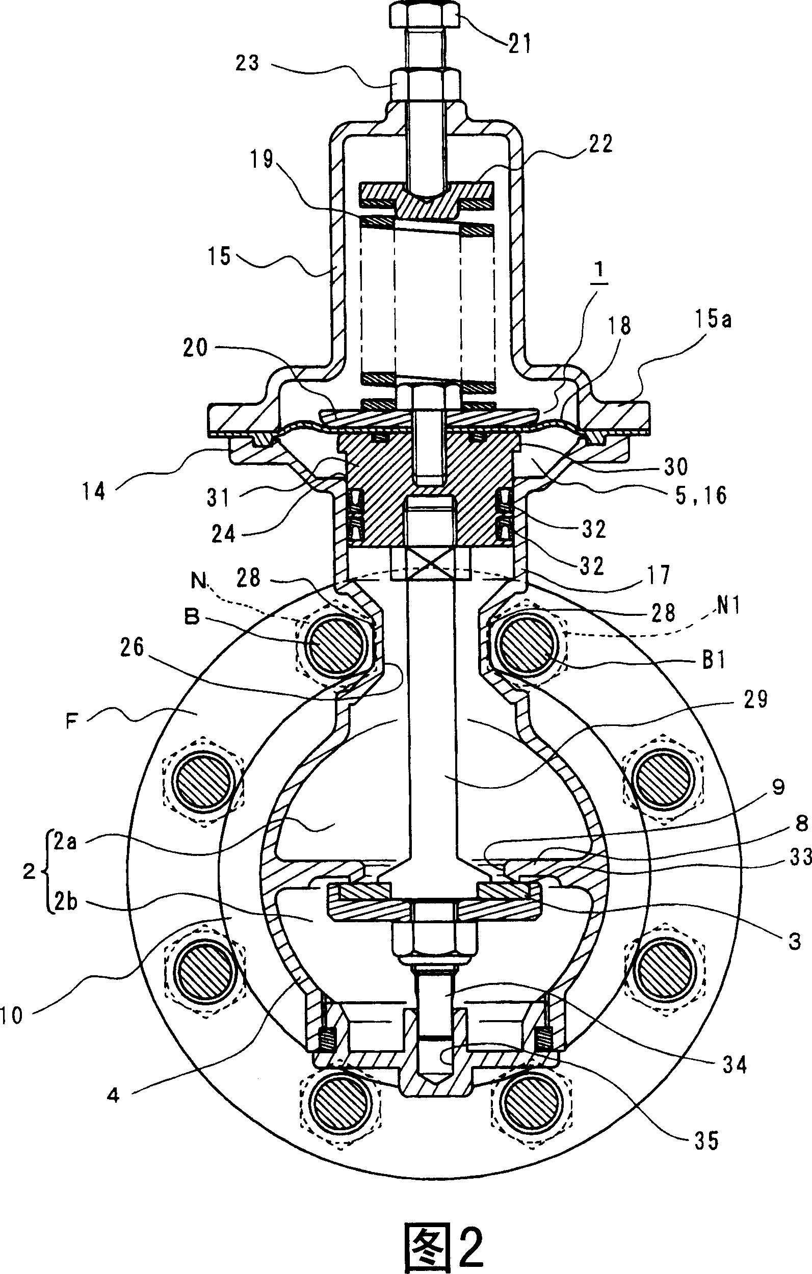 Oppositely clamped type direct-acting valve