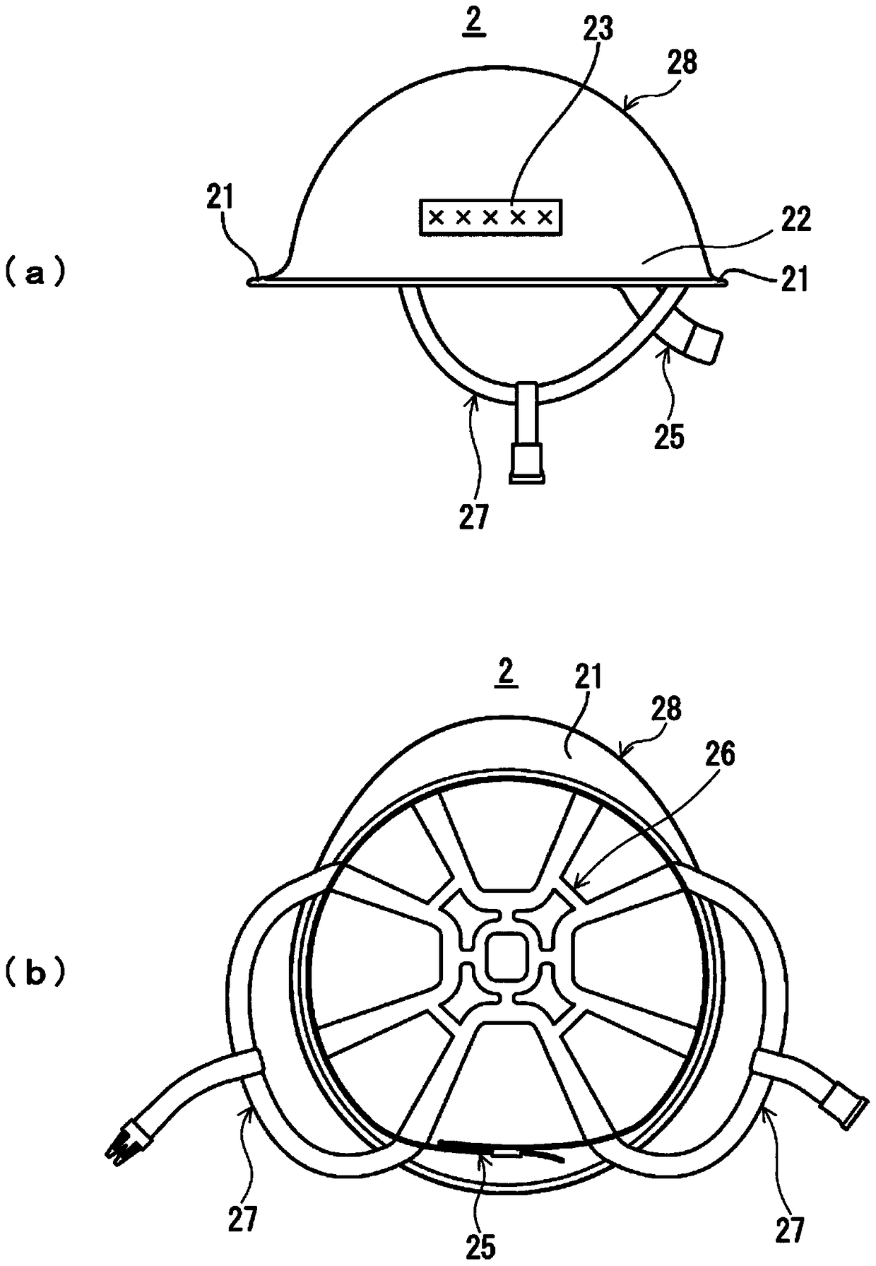 Ventilation device inside the helmet