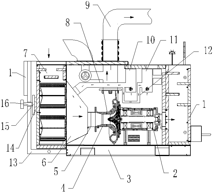 High-speed magnetic suspension air blower electrically-controlled element radiating system