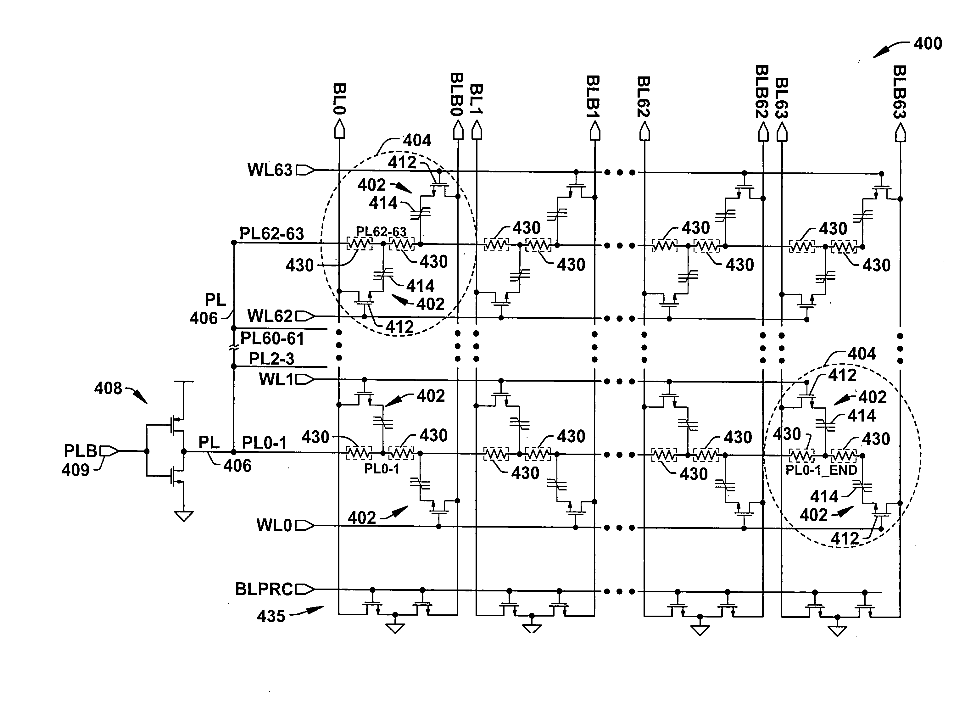 Low resistance plate line bus architecture