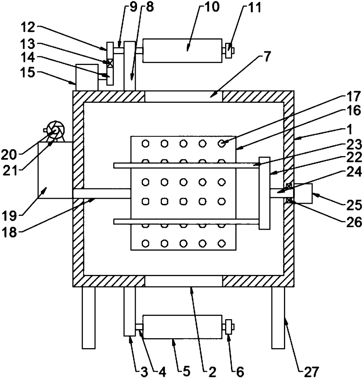 Airing device for woven cloth based on rotating wheel beating dehumidification technology