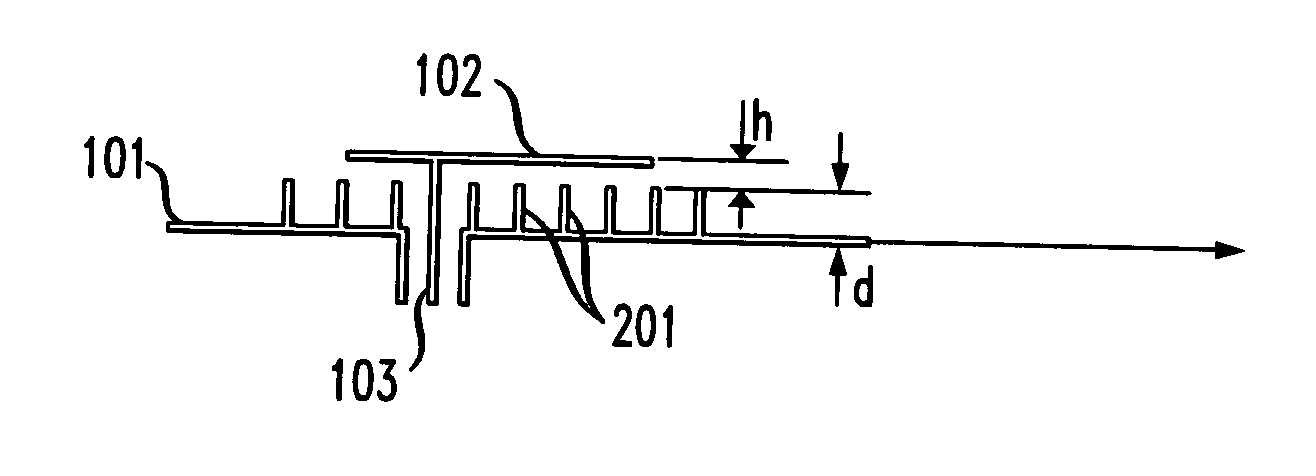 Patch antenna with comb substrate