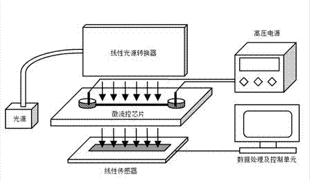 Device for detecting microchip electrophoresis by time and space resolution and application thereof