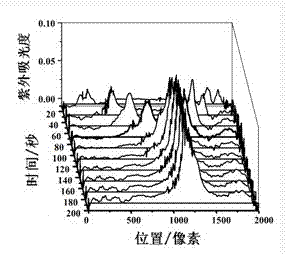 Device for detecting microchip electrophoresis by time and space resolution and application thereof