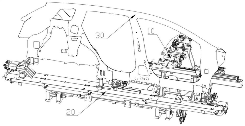 Clamping mechanism for automobile side wall conveying line trolley