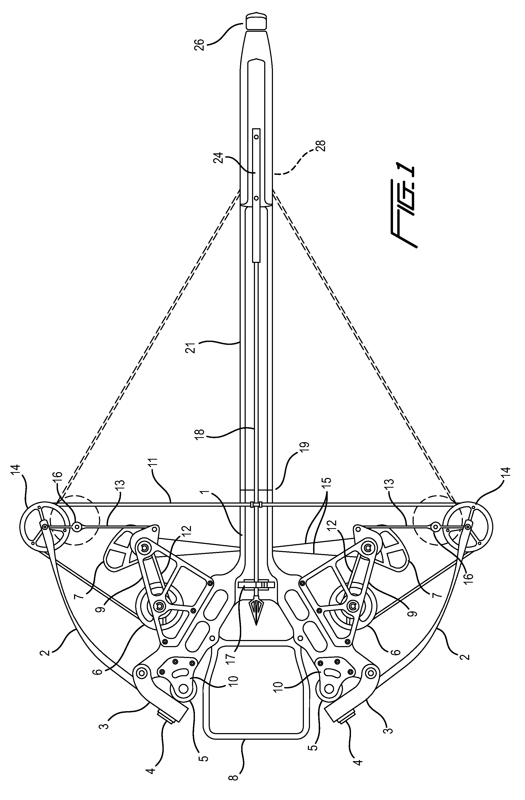 Compact crossbow with improved efficiency