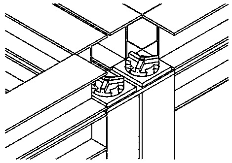 Modular building rotary clamping connecting node