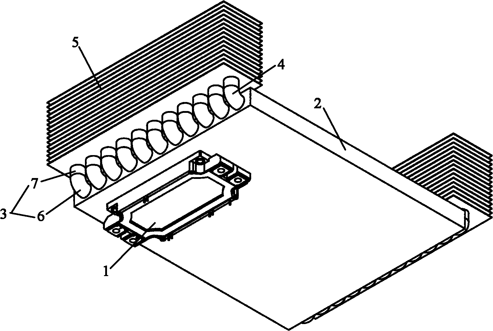 Large-power module cooling structure of electric vehicle controller