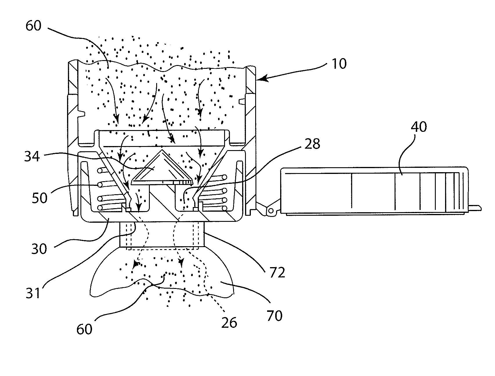 Metered dosage dispenser closure for powders