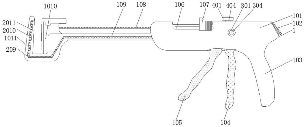 Arc-shaped cutting anastomat with auxiliary medicine spraying function