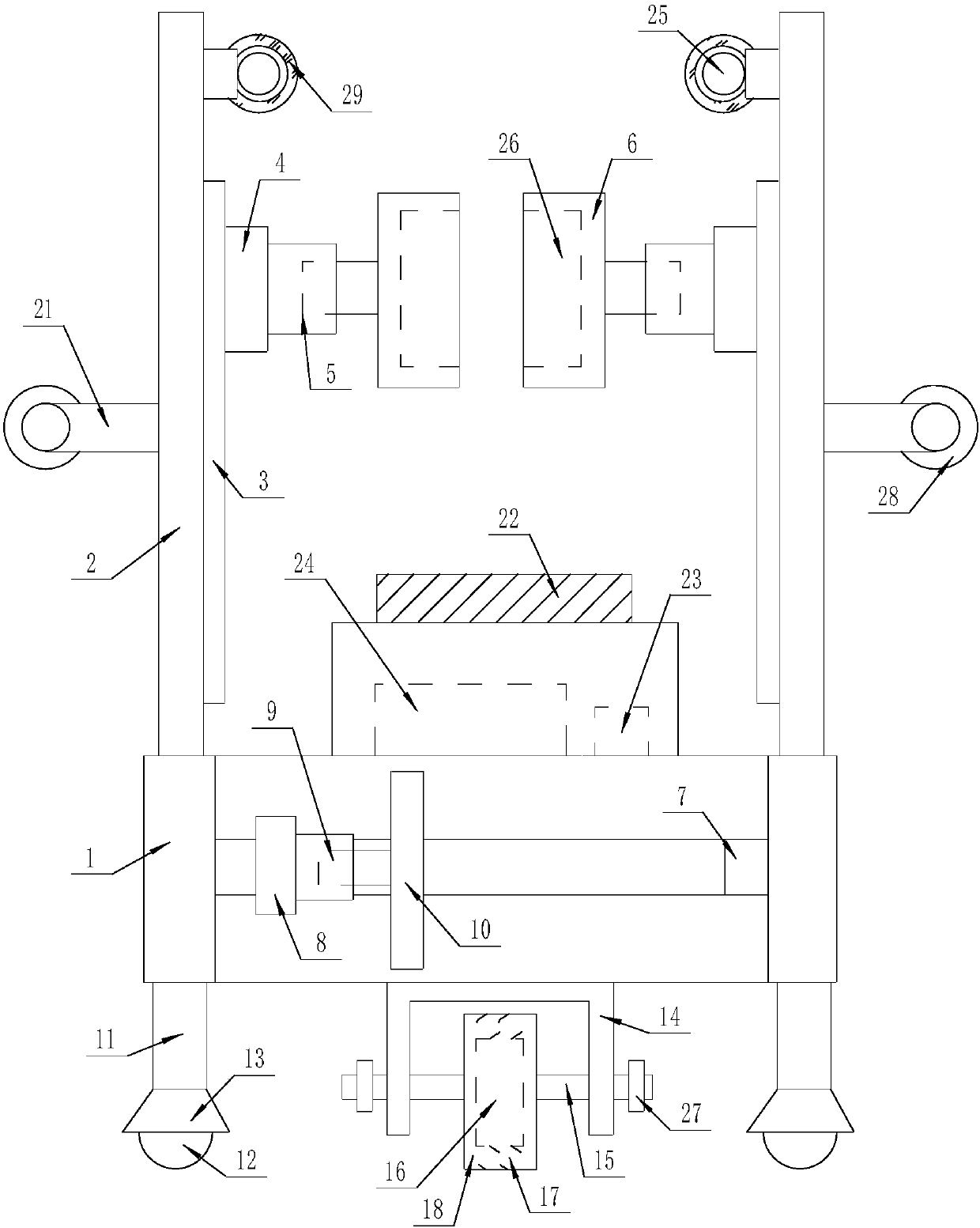 Landscaping tree planting device convenient to move