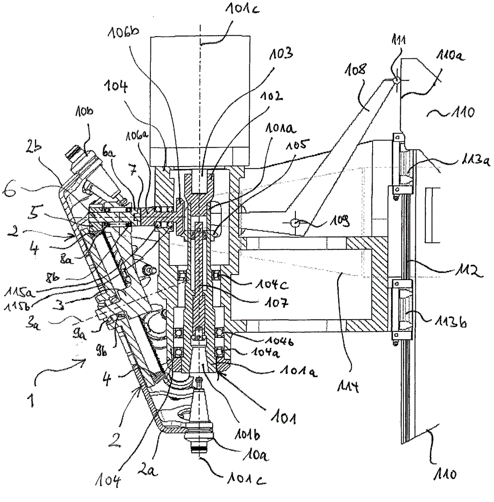 Tool changing device for changing tools on machine tool spindle and machine tool with the device