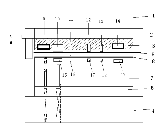 Continuous die capable of achieving intra-die riveting of laptop cooling fins