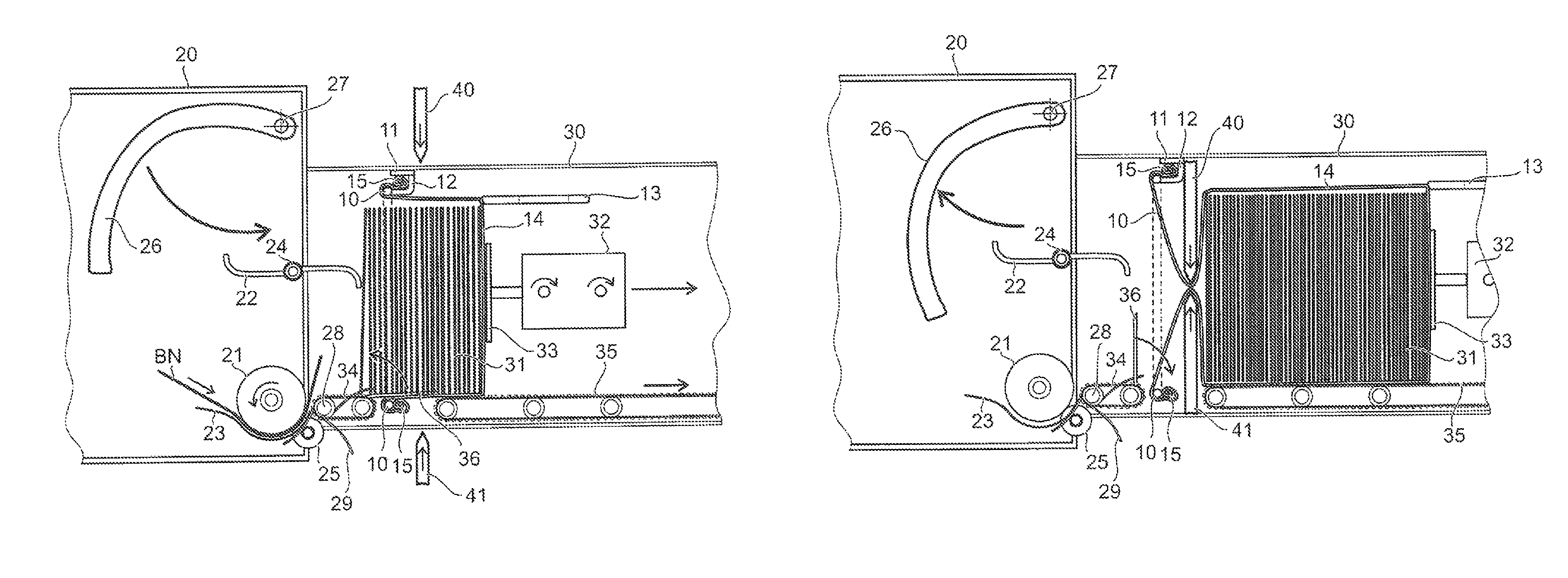 Device for stacking securities, in particular bank notes