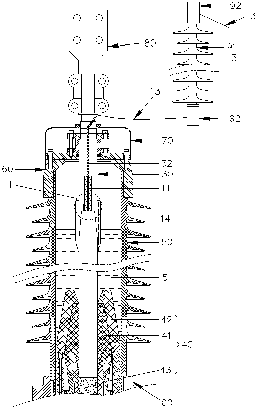 Cable terminal attachment with voltage of 110kV and more