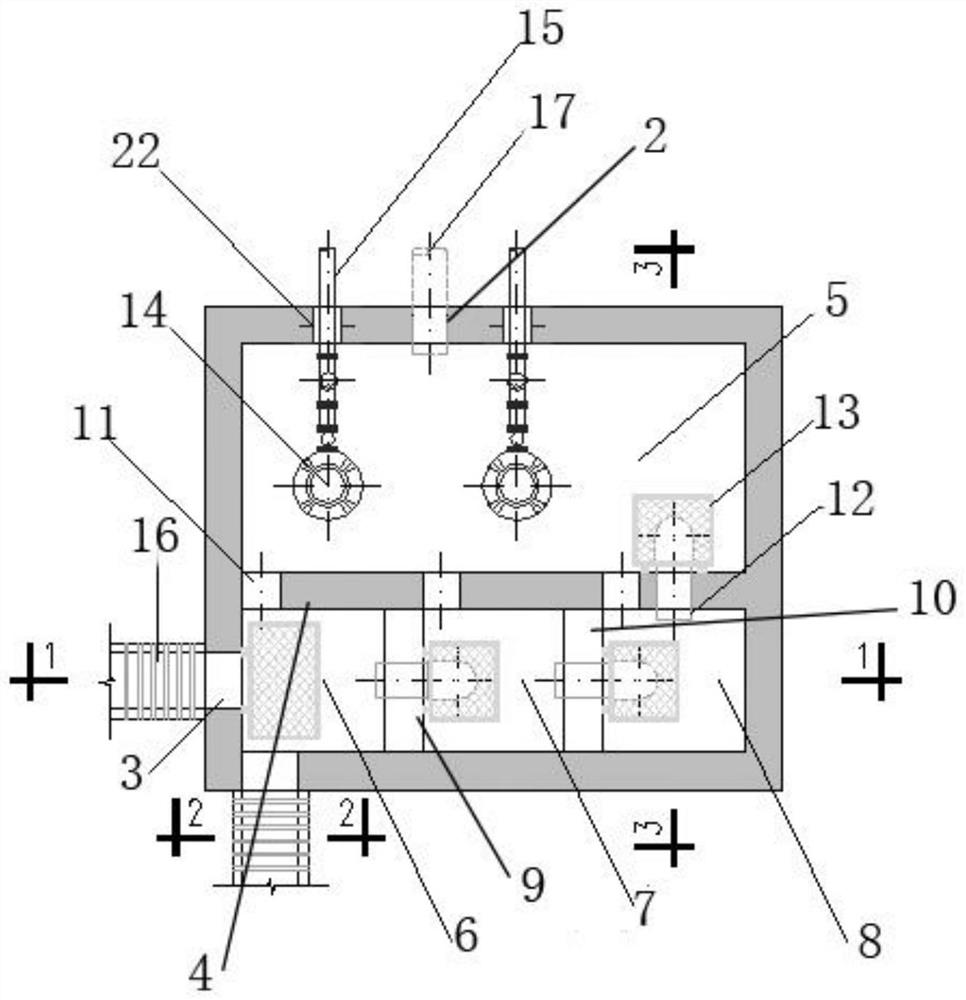 Multi-stage filter tank for drainage pretreatment of large laundry room