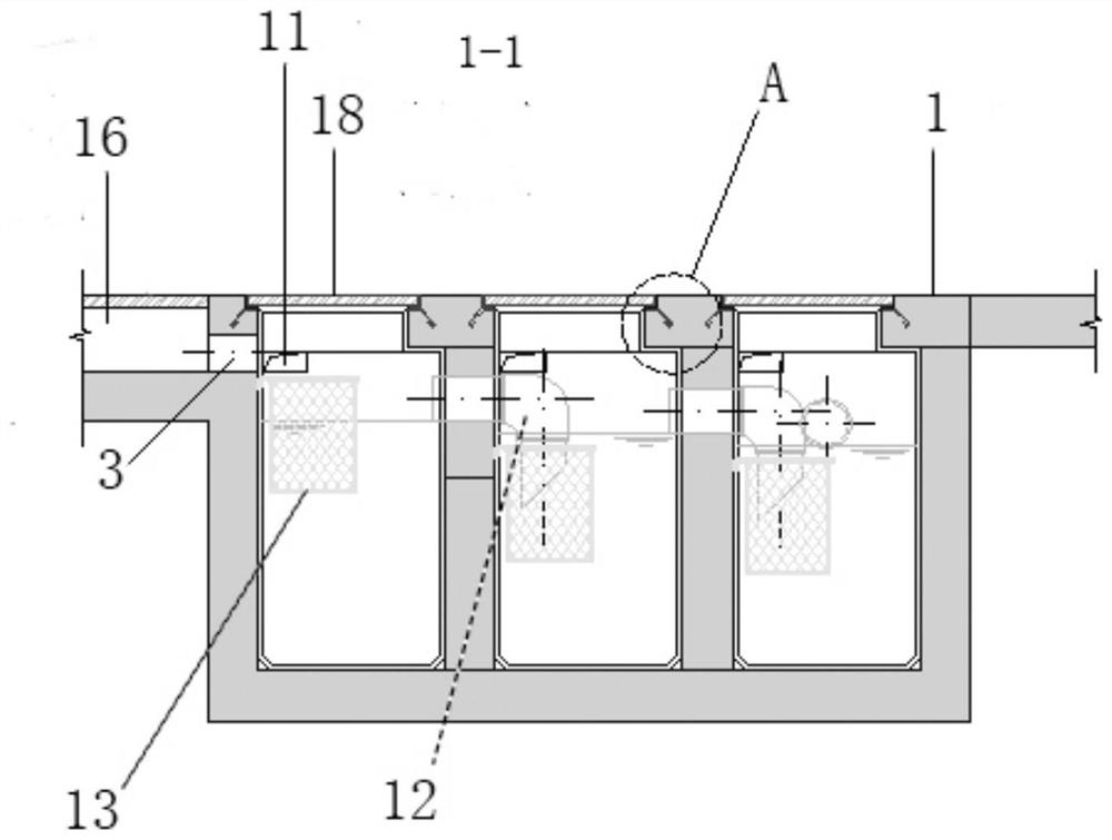 Multi-stage filter tank for drainage pretreatment of large laundry room