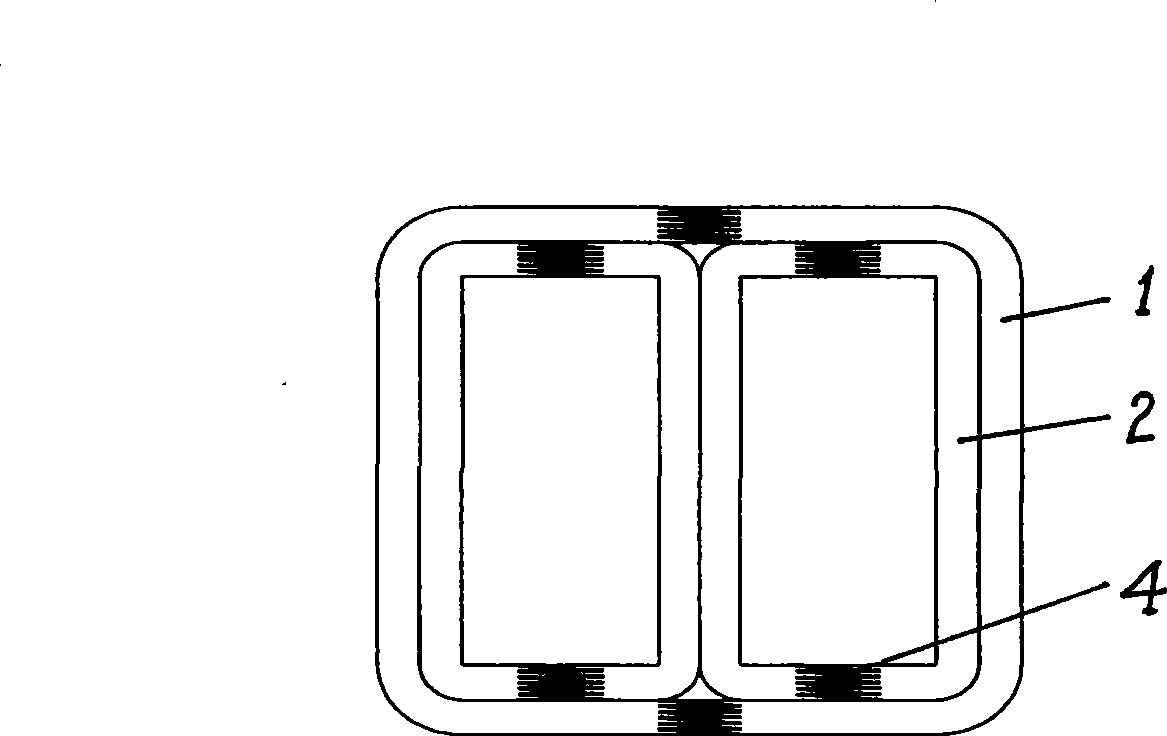 Three-phase three-pole amorphous iron-core with support and hoisting structure as well as manufacturing method thereof