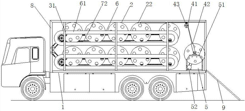 Water hose distribution vehicle