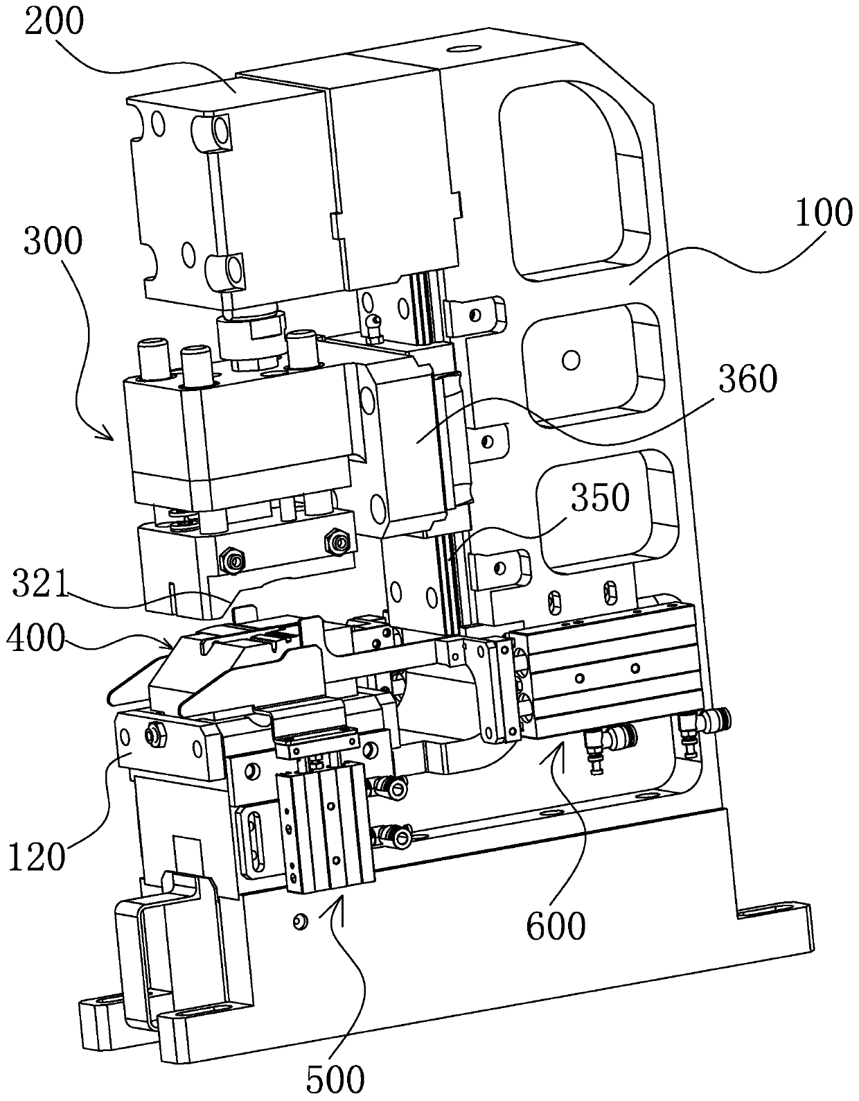 Bending die single oil cylinder middle cutting mechanism