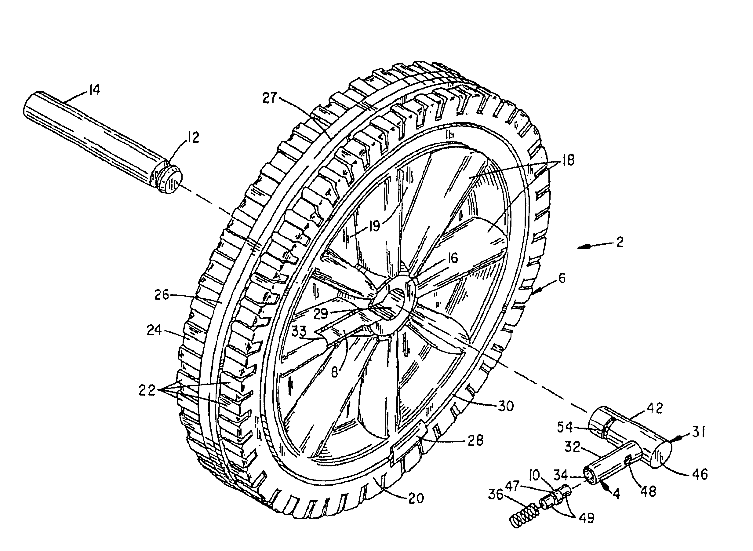 Blow molded wheel with axle retainer