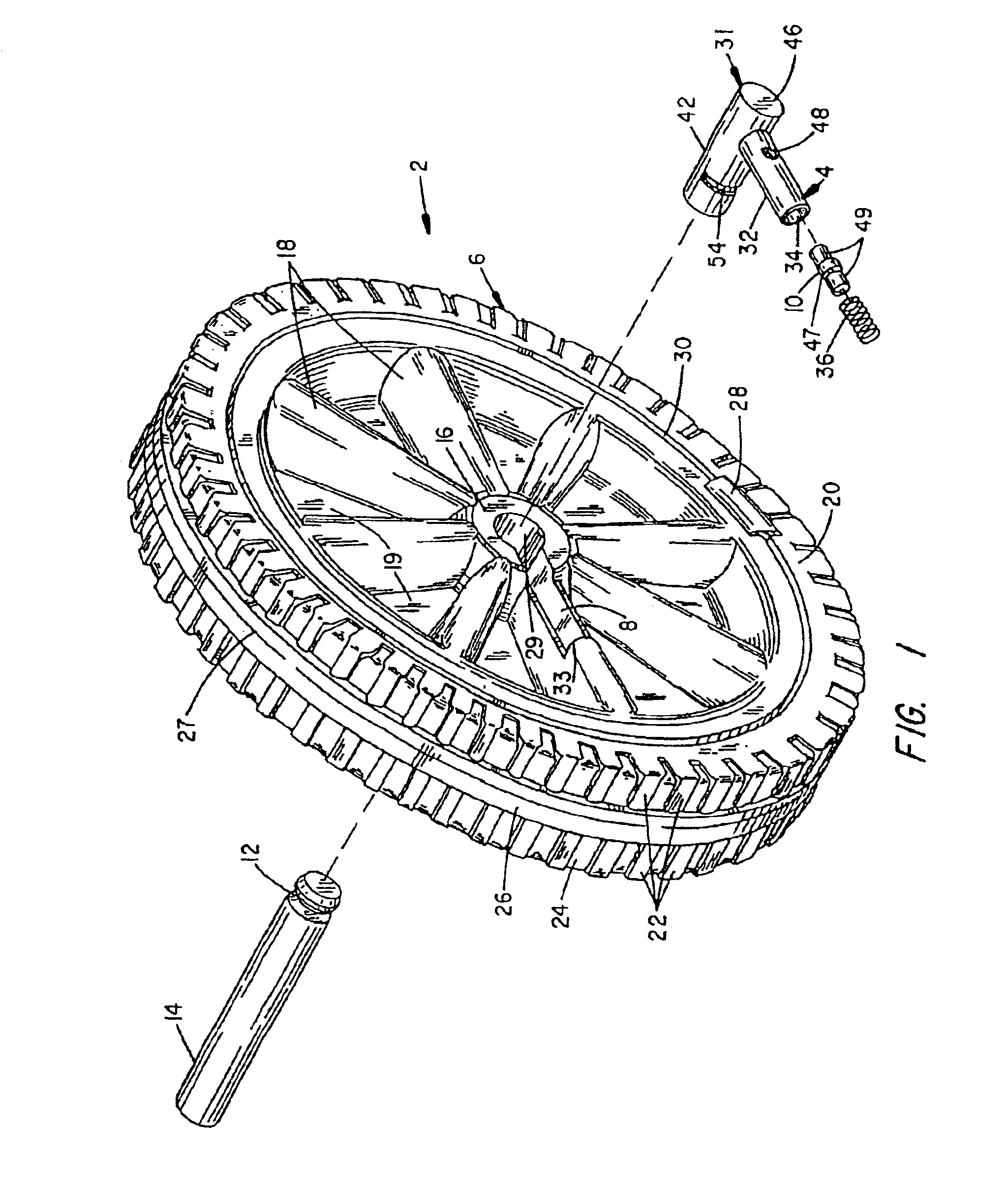 Blow molded wheel with axle retainer