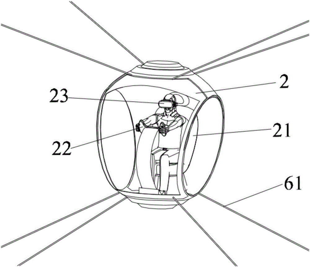 Rope traction virtual reality flight driving device