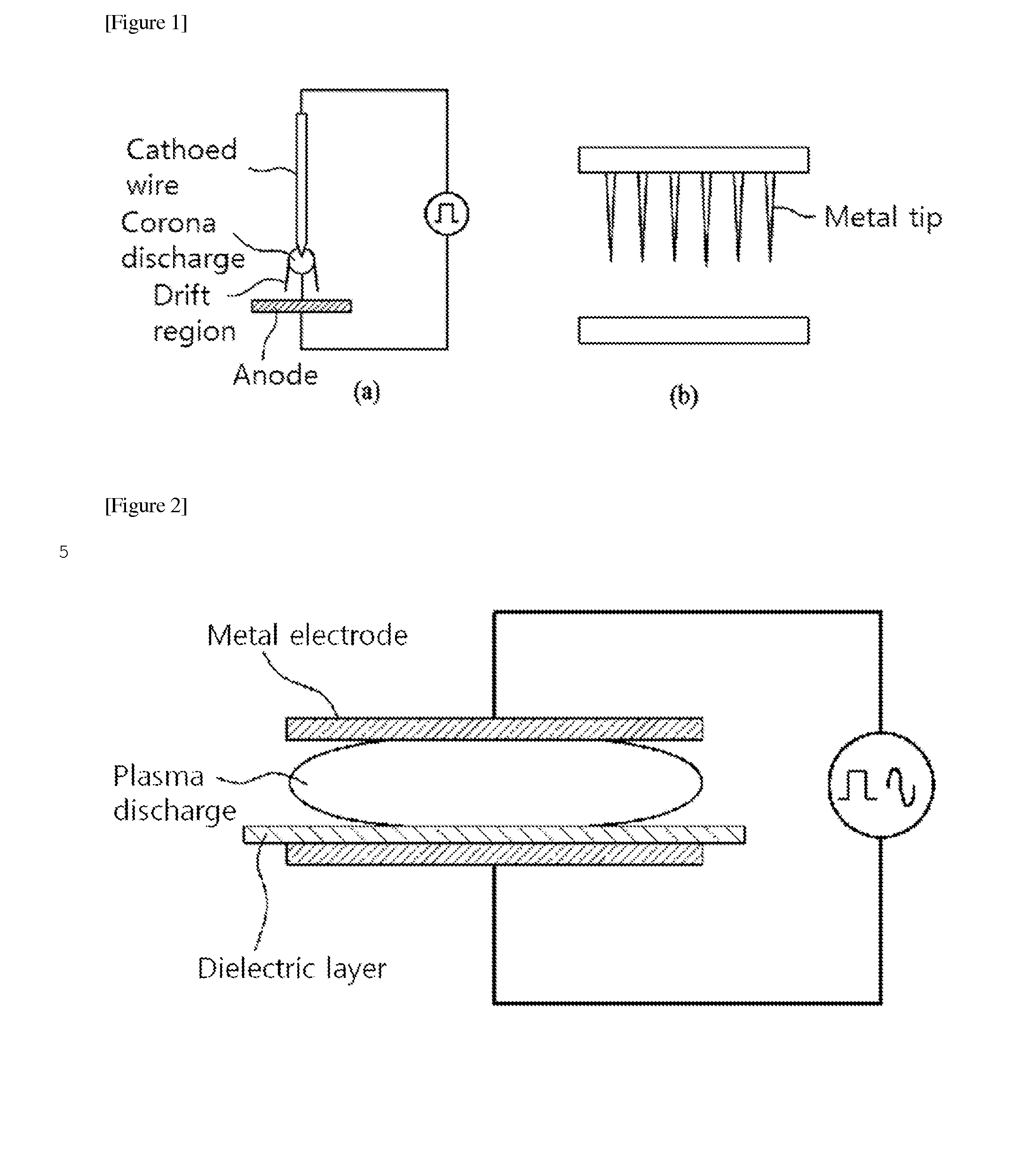 Dielectric barrier discharge-type electrode structure for generating plasma having conductive body protrusion on electrodes