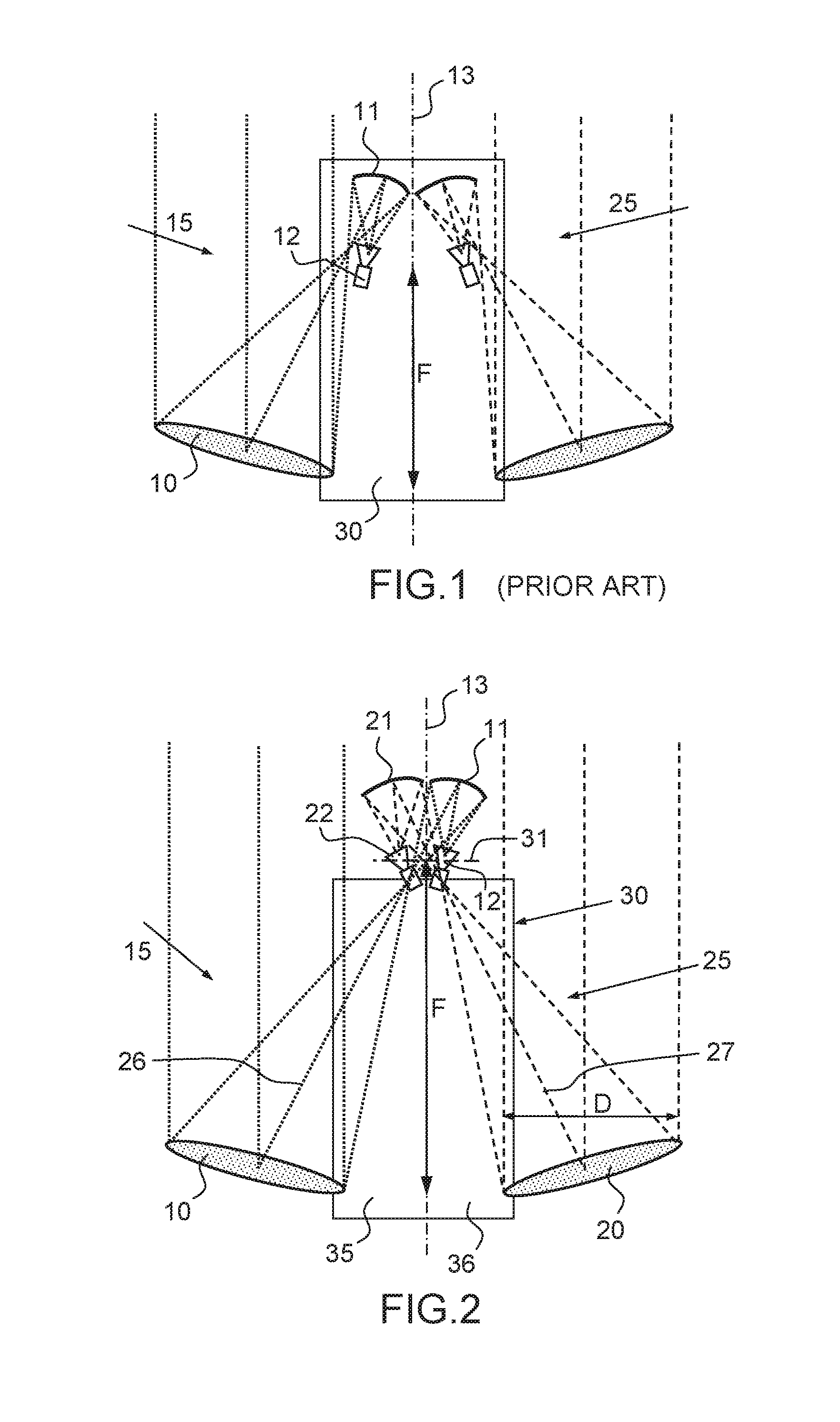 Array of two twin-reflector antennas mounted on a common support and a  satellite comprising this array