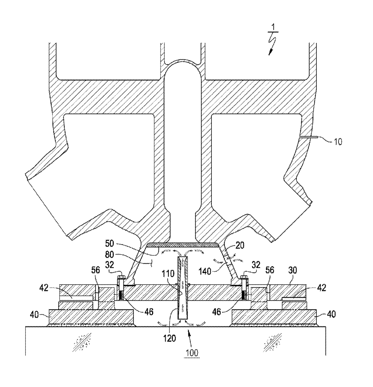 Air circulating device below steam generator of nuclear reactor