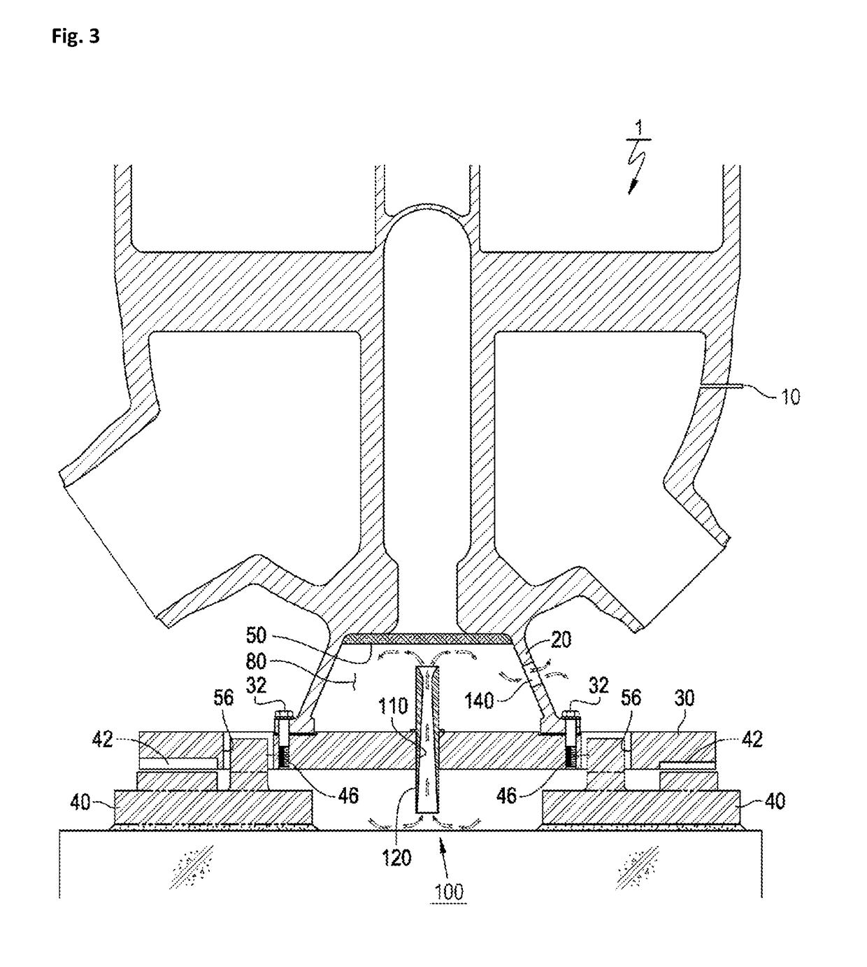 Air circulating device below steam generator of nuclear reactor