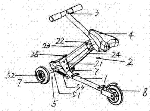 Z-shaped foldable sitting type three-wheel scooter