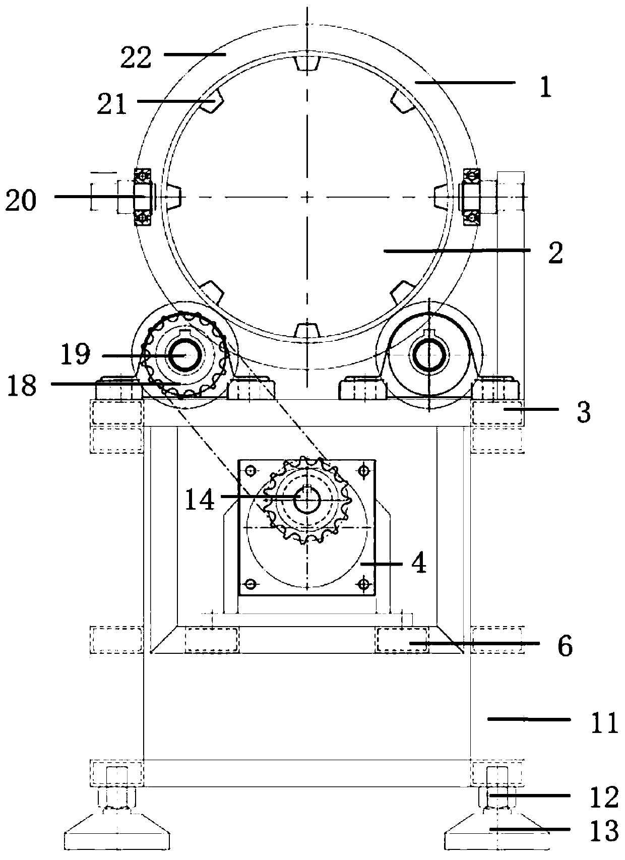 Ore granulating device with adjustable inclination angle and adjustable rotating speed, and method