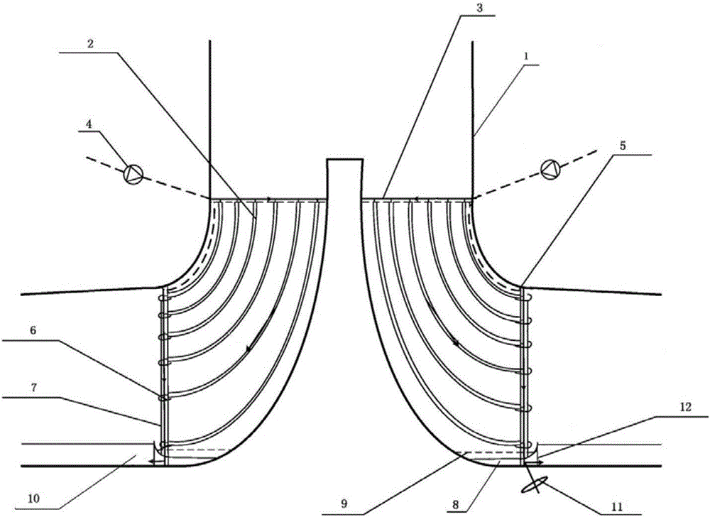 Condenser for chimney type solar electricity generating and seawater desalting device