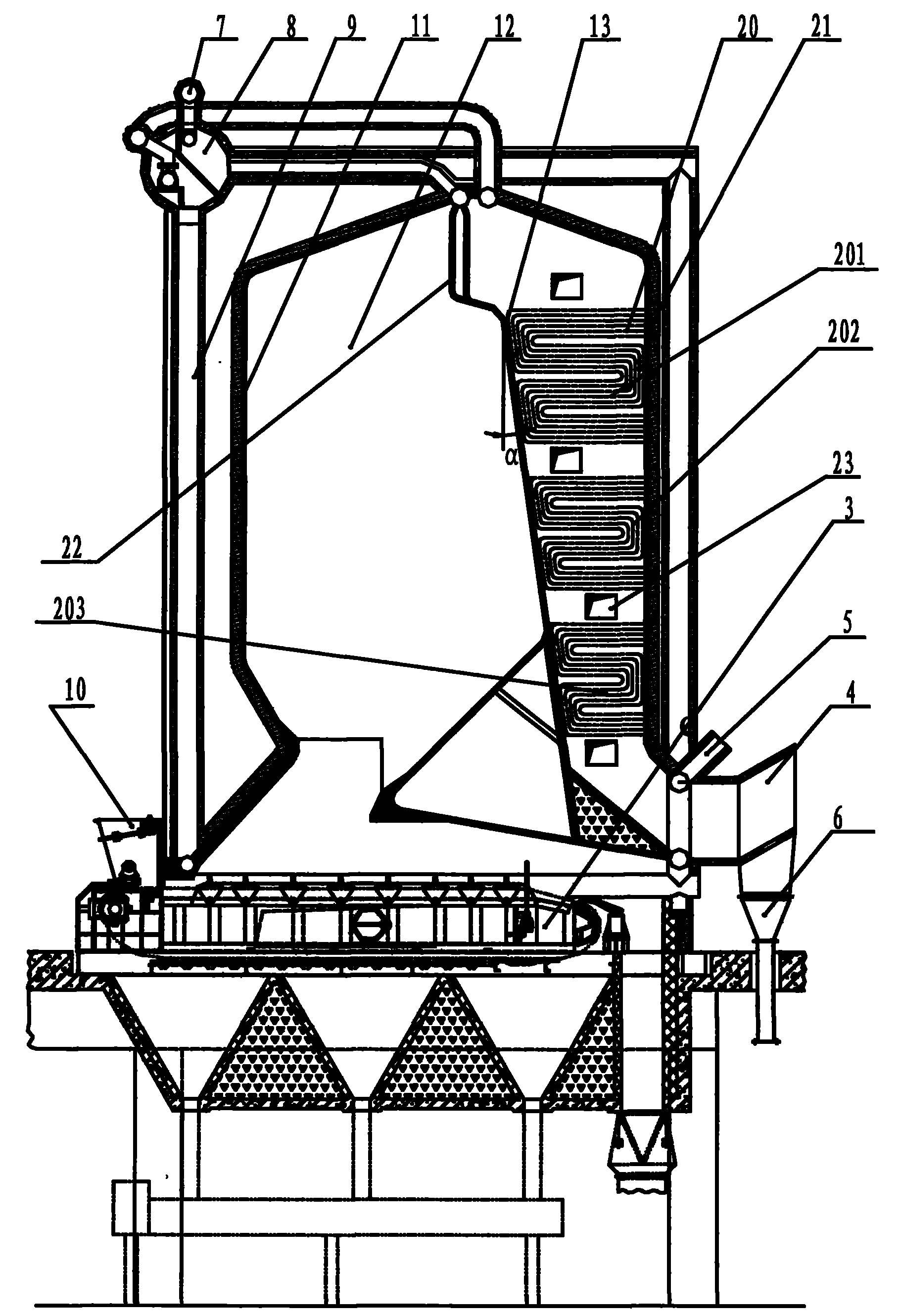 Corner tube boiler adopting uniform scouring convection tube bundle