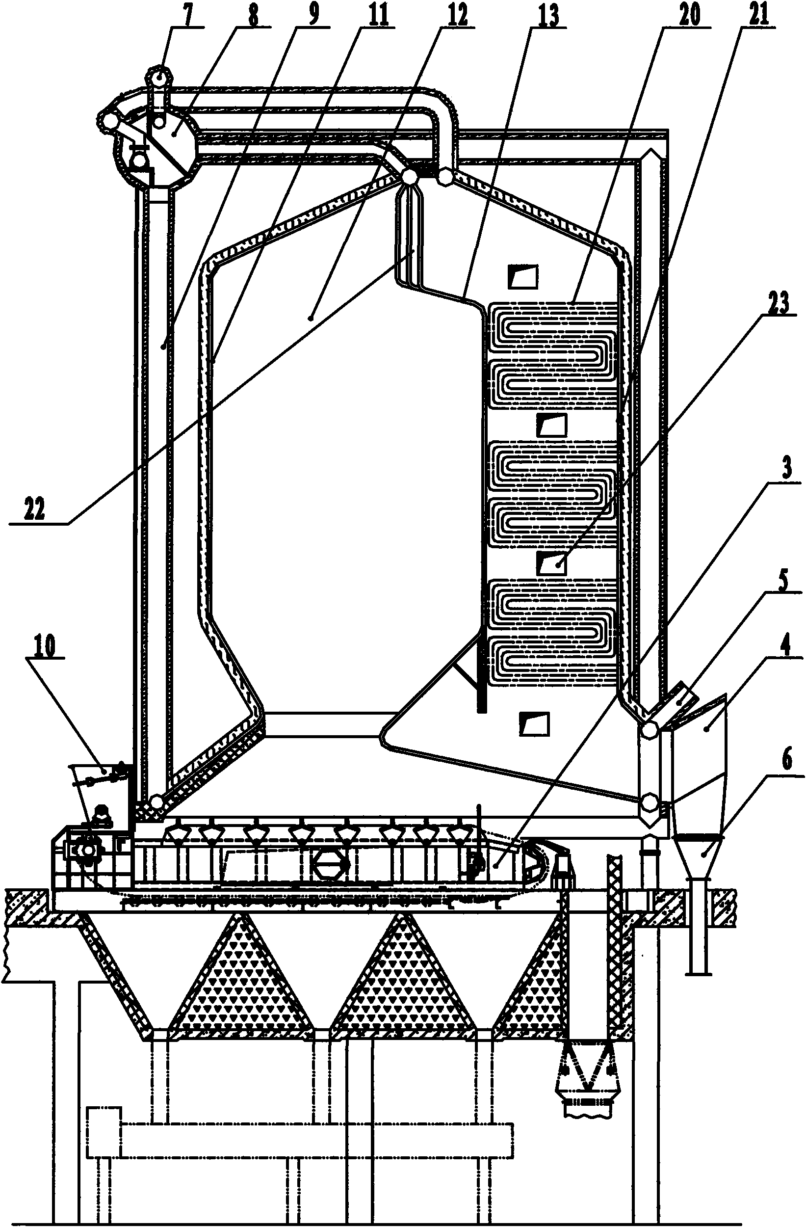 Corner tube boiler adopting uniform scouring convection tube bundle