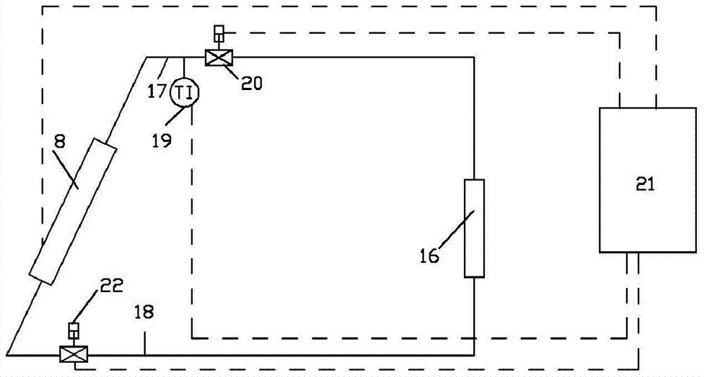 A solar energy system that intelligently adjusts the opening of the valve according to the water temperature of the water tank