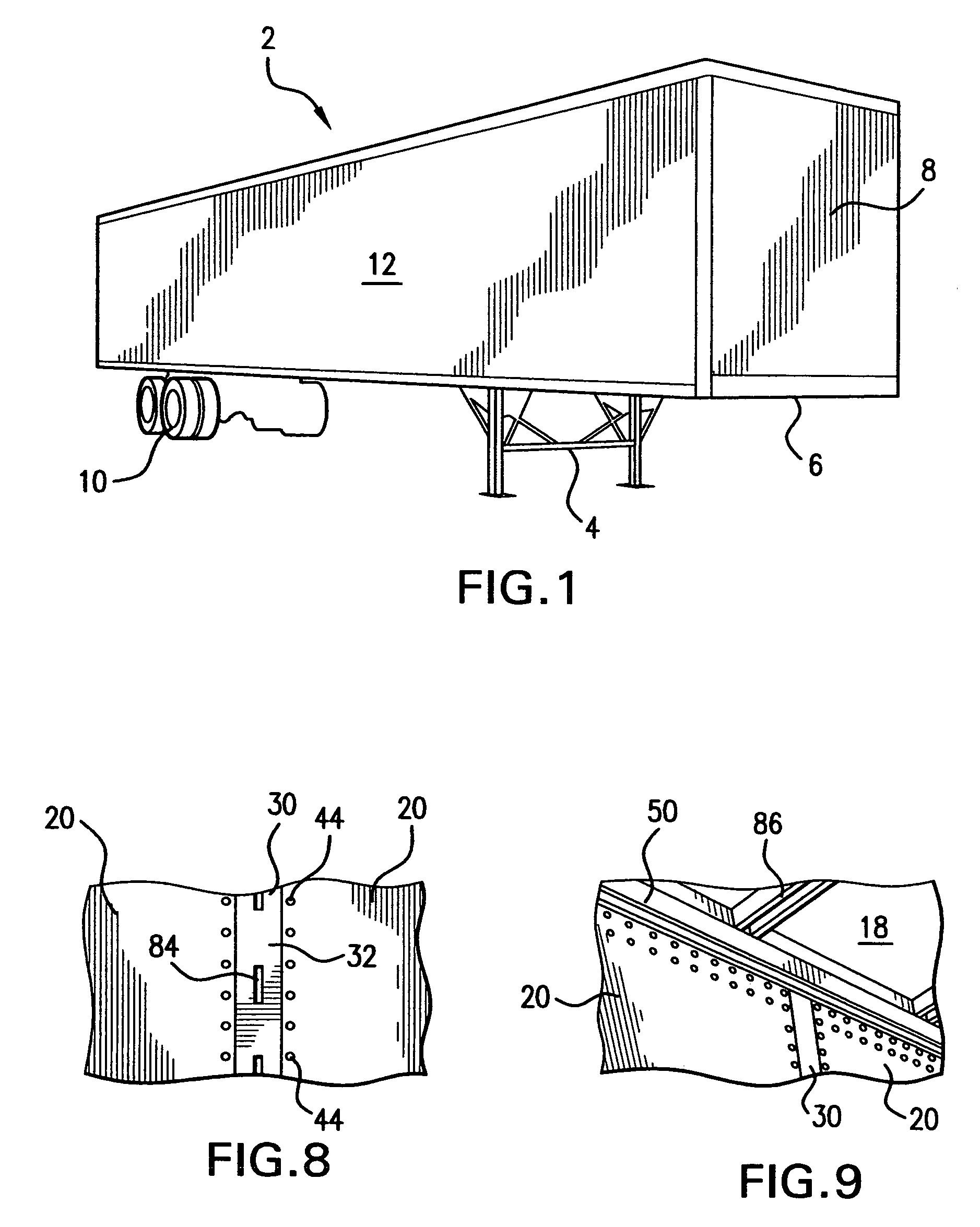 Sidewall assembly having composite panels for trailers and vans