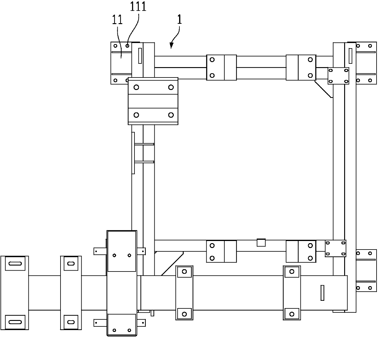 Assembly welding tool of installation bases and connecting method of lifting mechanism and balance arm