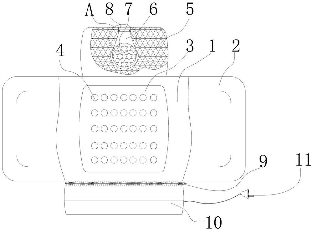 Pillow with built-in medicine bag and physiotherapy function