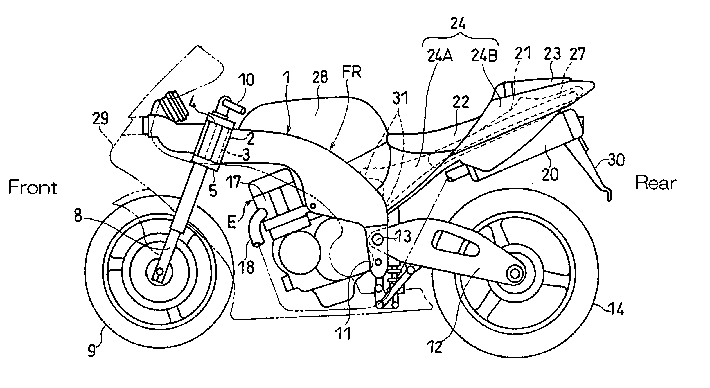 Motorcycle rear fender structure