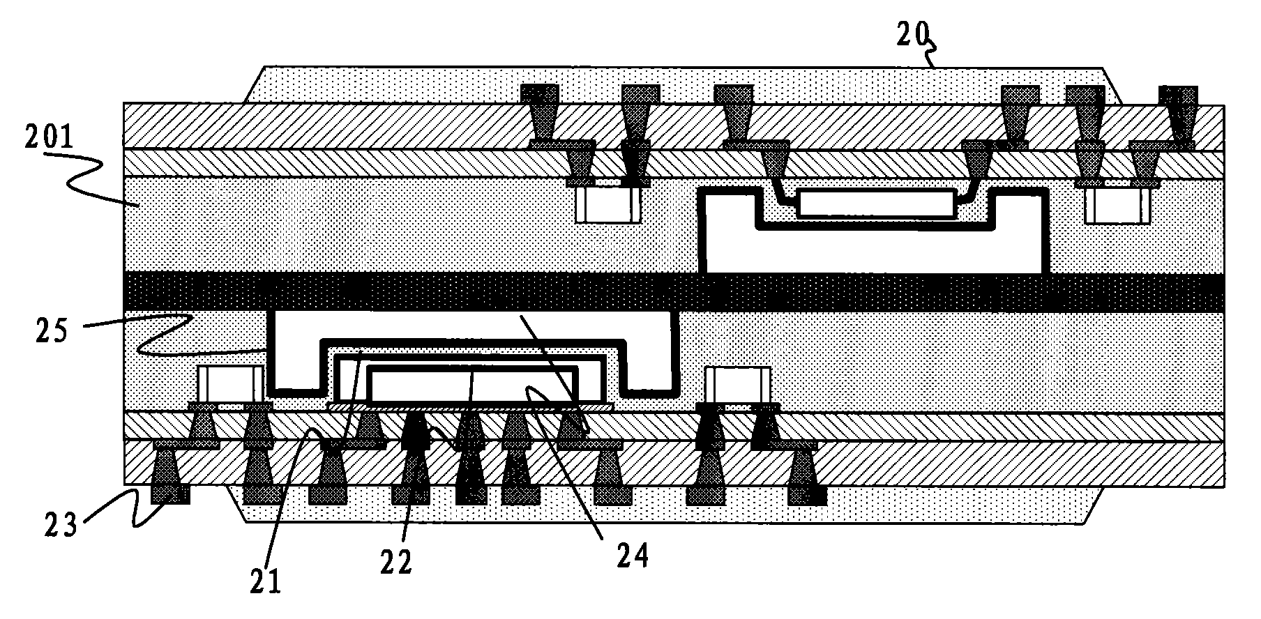 Embedded circuit board radiating device and processing method of element