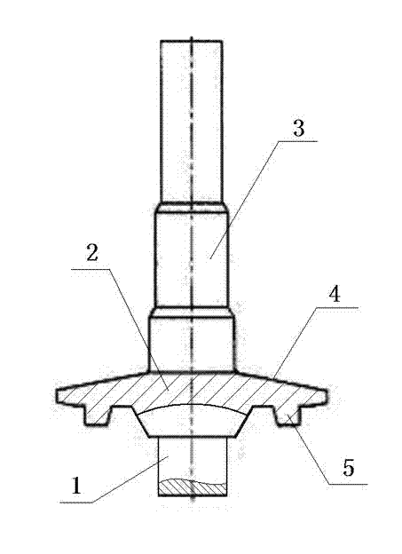 Automatically continuously variable transmission (CVT) V-shaped belt pulley axle finish-forging and plastic- molding process