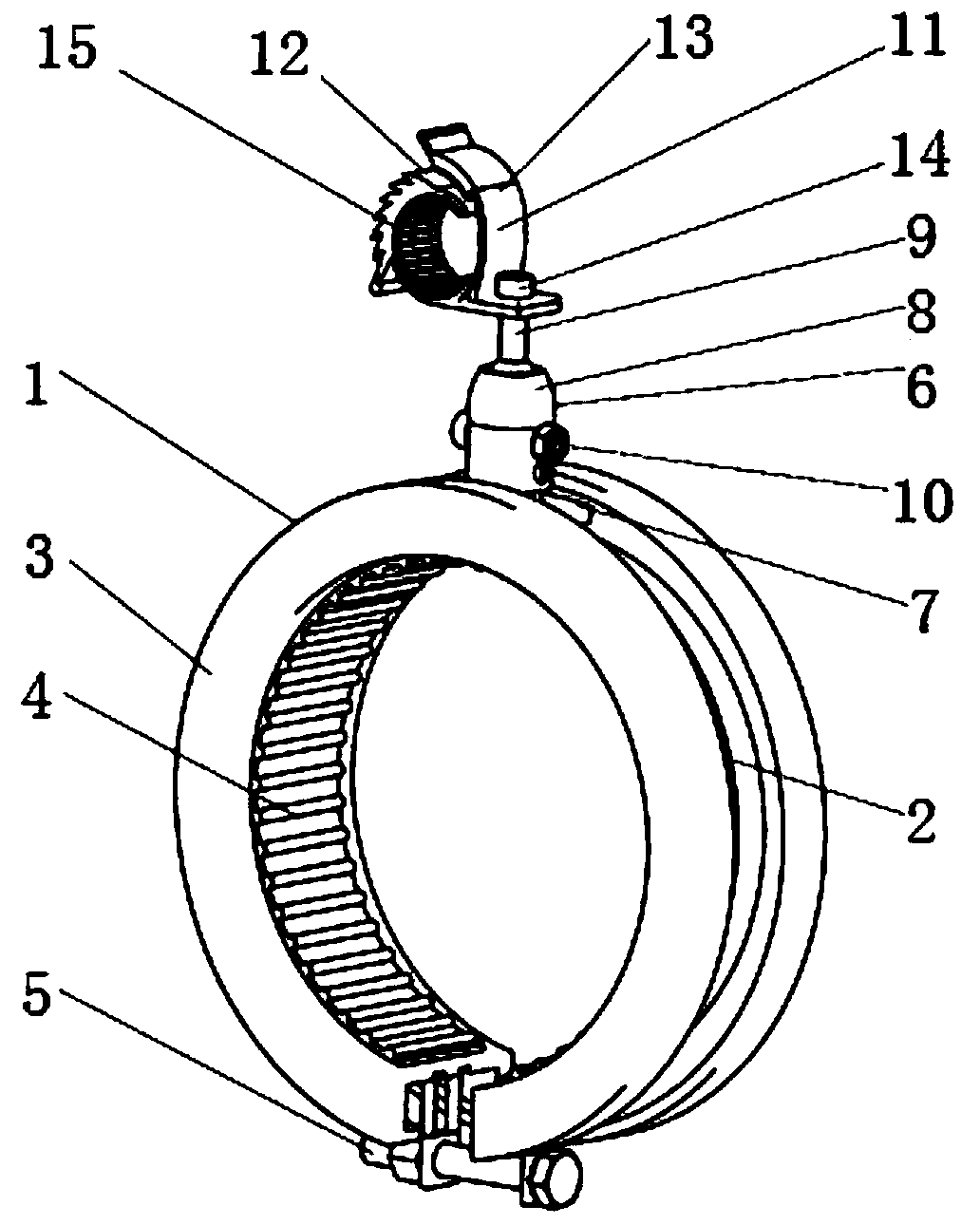 Detachable type mechanical arm cable-bunching device adopting peripheral slide spherical hinge connection