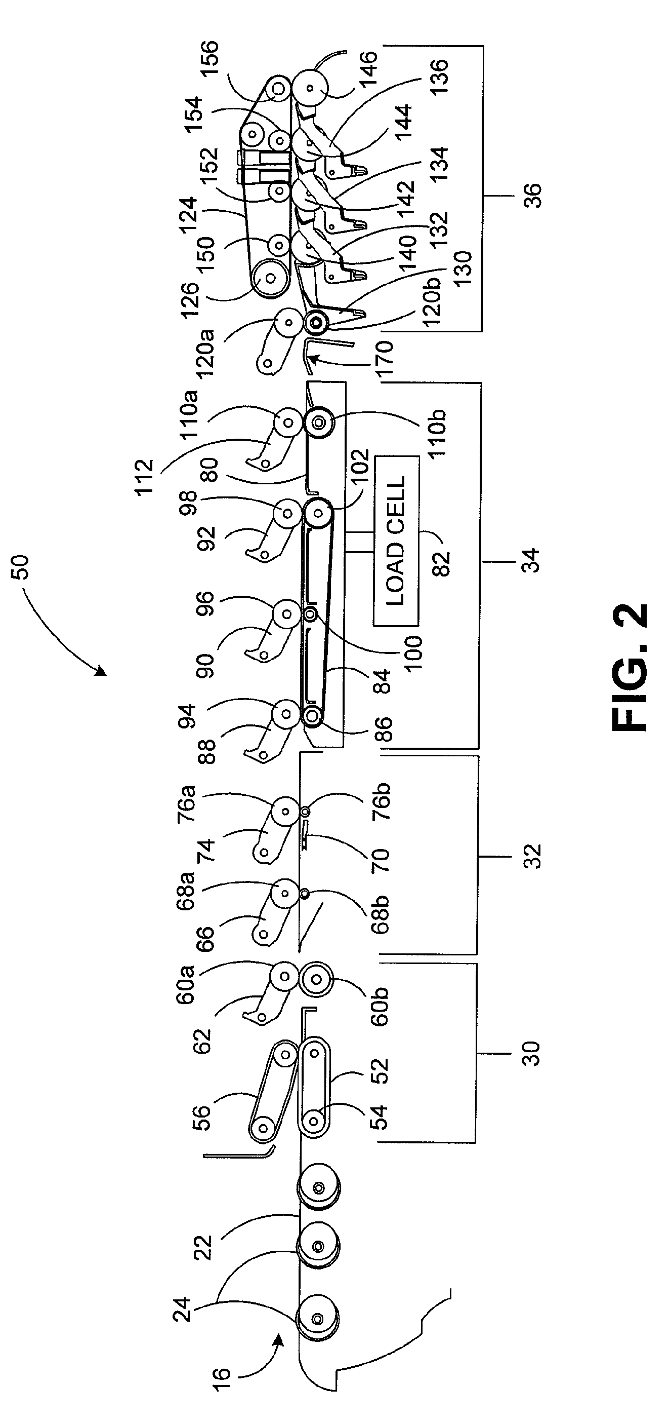 Mailing machine transport system including a guide to reduce the impact on the weighing device caused by the trailing edge of the mailpeice