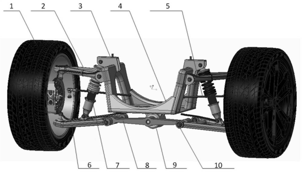 Vehicle body double-wishbone independent suspension roll prevention and control method and structure