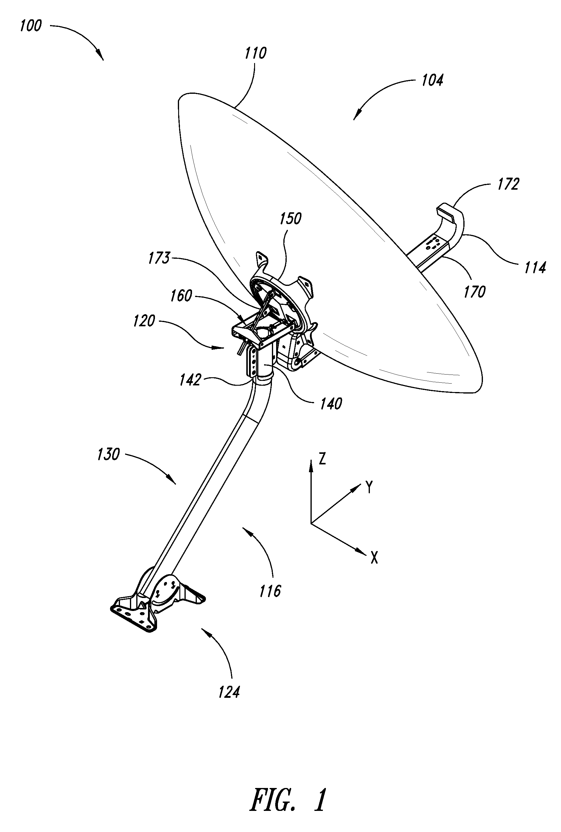 Adjustment mechanism for dish antenna system