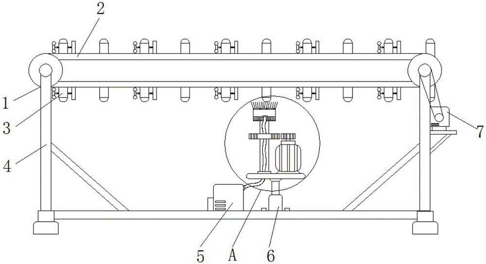 Crankcase stator surface electromagnetic automatic brushing process line device